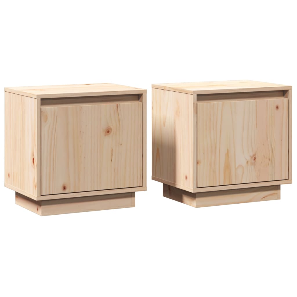 Mesitas De Noche 2 Uds Madera Maciza De Pino 40x30x40 Cm_0