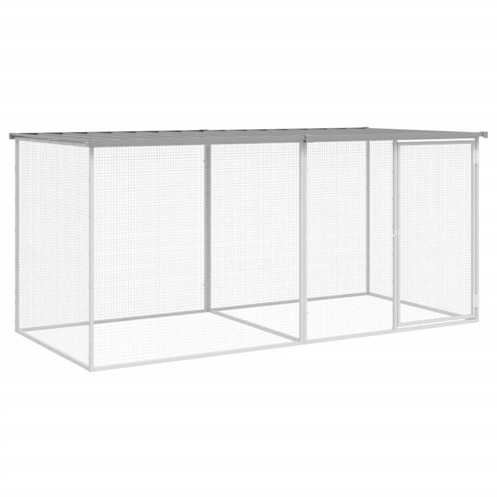 Vidaxl Jaula Para Gallinas Con Techo De Acero Galvanizado, Gris Claro, 203 X 98 X 90 Cm_0