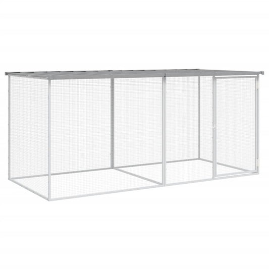 Vidaxl Jaula Para Gallinas Con Techo De Acero Galvanizado, Gris Claro, 203 X 98 X 90 Cm_0