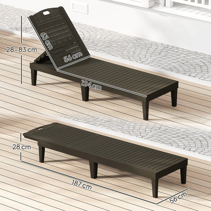 Outsunny Pack De 2 Tumbonas De Jardín Exterior Respaldo Ajustable Negro_2