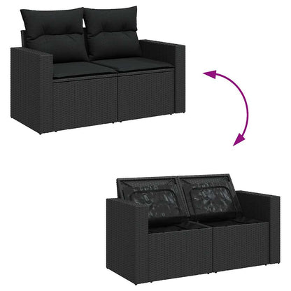 Set De Muebles De Jardín 5 Pzas Y Cojines Ratán Sintético Negro / Vetonek_2
