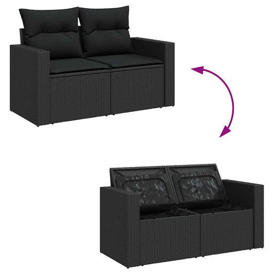 Set De Sofás De Jardín Y Cojines 8 Piezas Ratán Sintético Negro / Vetonek_0