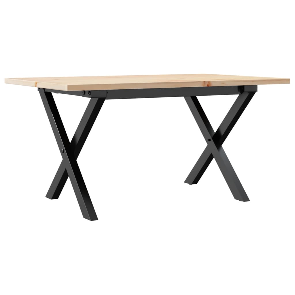 Mesa De Centro Marco X Madera Maciza Pino Y Acero 80x50x40 Cm_4