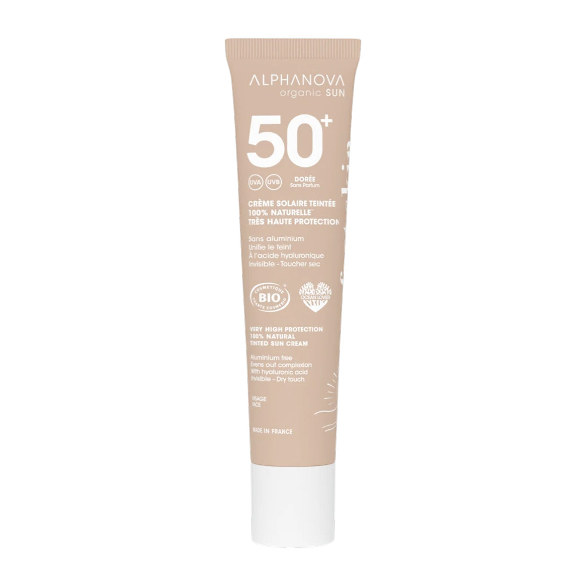 Crema solar color doré bio spf 50+ Alphanova 40g