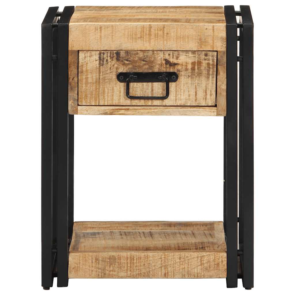 Mesitas De Noche 2 Piezas 40x35x50cm Madera Maciza Rugosa Mango_2