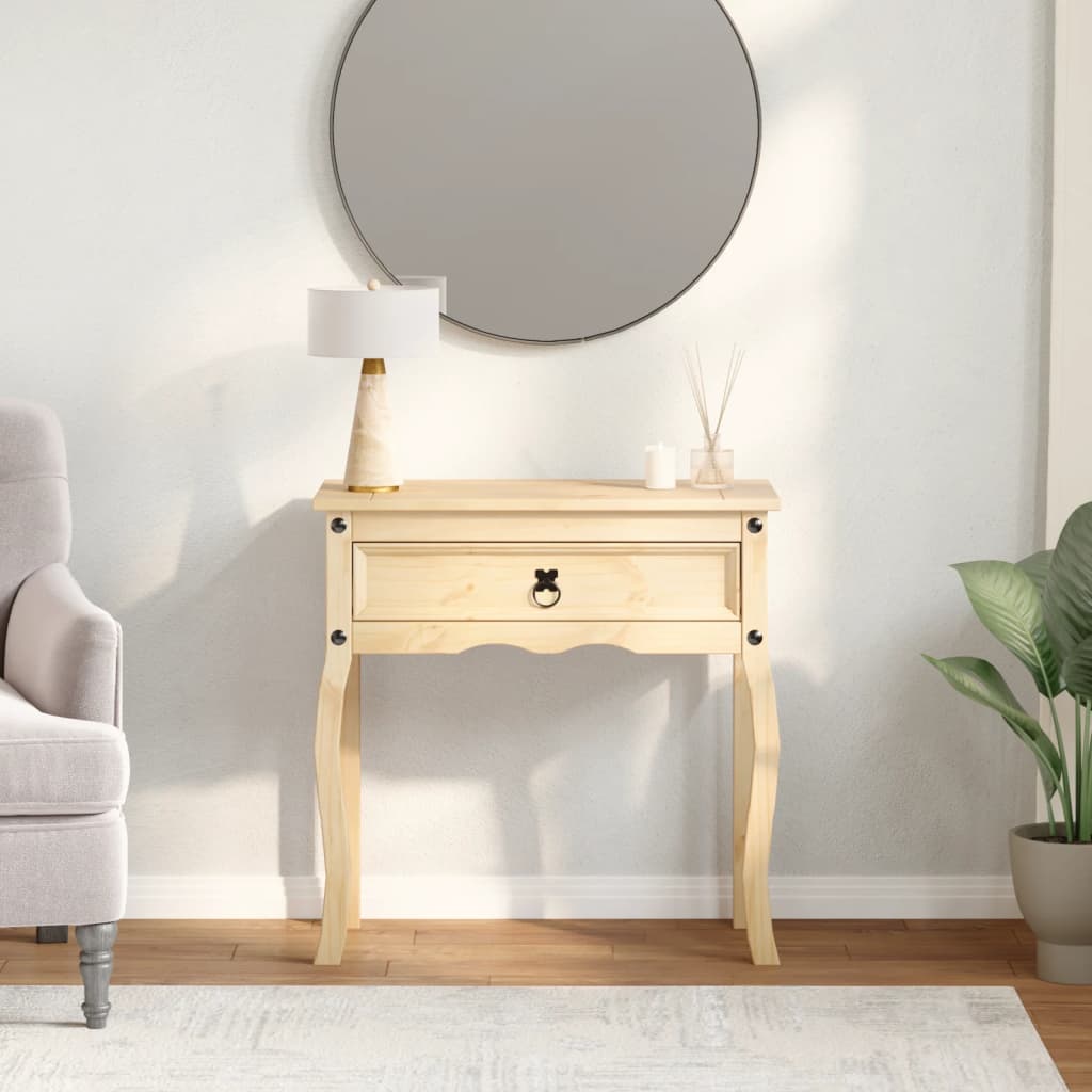 Mesa Consola Corona Madera Maciza De Pino 73x35x73 Cm_1