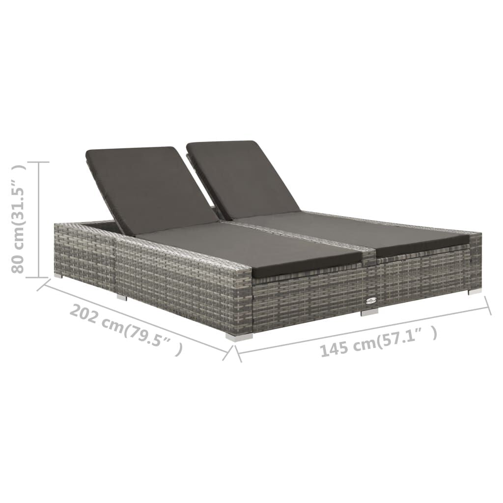 Vidaxl Tumbona Doble De Ratán Sintético Gris_2