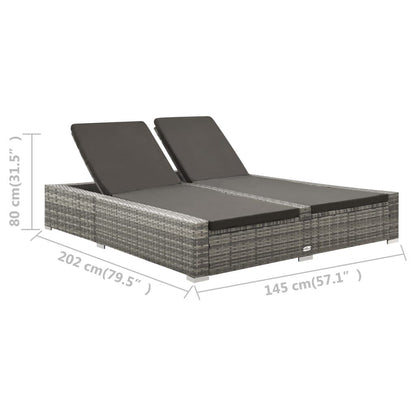 Vidaxl Tumbona Doble De Ratán Sintético Gris_2
