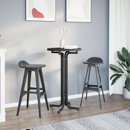 Mesa Alta De Comedor Madera Ingeniería Y Acero Negro Ø60x110 Cm_1
