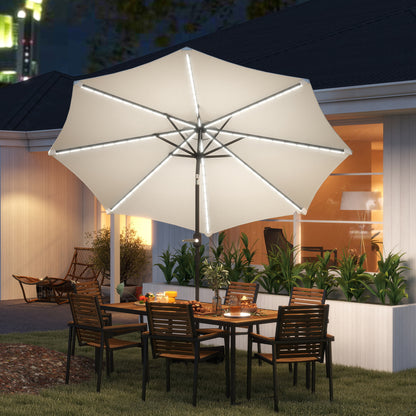 Outsunny Sombrilla Terraza Exterior Ø292x252 Cm Con Inclinación Ajustable Crema_1