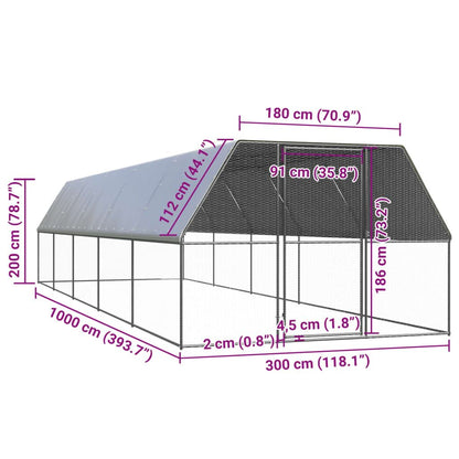 Vidaxl Jaula Gallinero De Exterior De Acero Galvanizado 3x10x2 M_4