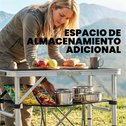 Outsunny Mesa Plegable Camping 60x40x60 Cm Altura Ajustable En 4 Niveles Negro_5