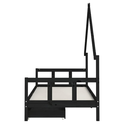 Vidaxl Estructura Cama Infantil Y Cajones Madera Pino Negro 90x190 Cm_5