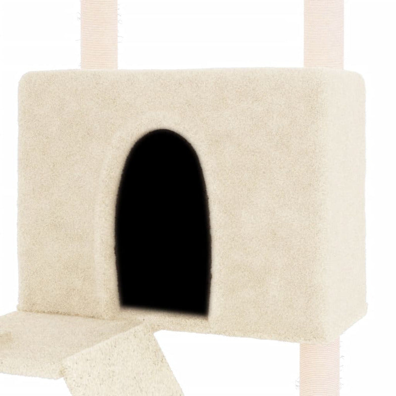 Vidaxl Rascador Para Gatos Con Postes De Sisal Color Crema 143 Cm_5