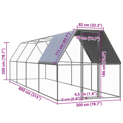 Vidaxl Jaula Gallinero De Acero Galvanizado 2x8x2 M_2