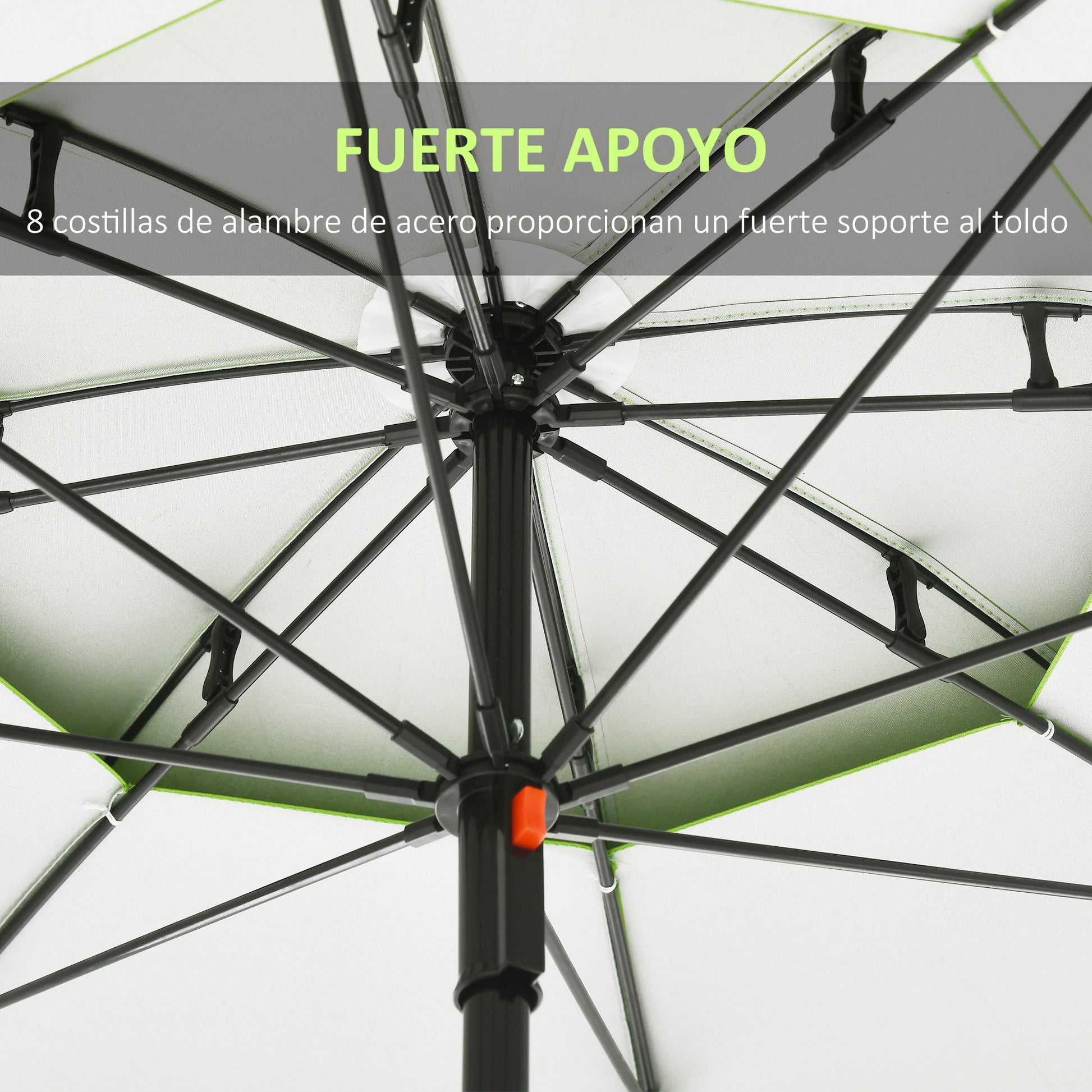 Outsunny Sombrilla De Playa Ø185x205 Cm Con Techo Doble Ángulo Ajustable Verde_5