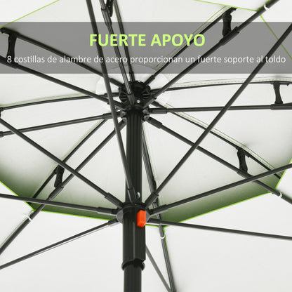 Outsunny Sombrilla De Playa Ø185x205 Cm Con Techo Doble Ángulo Ajustable Verde_5