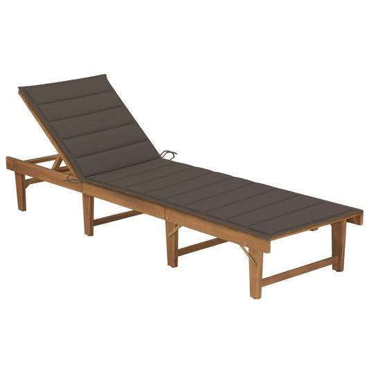 Tumbona Plegable Con Cojín Madera Maciza De Acacia_0