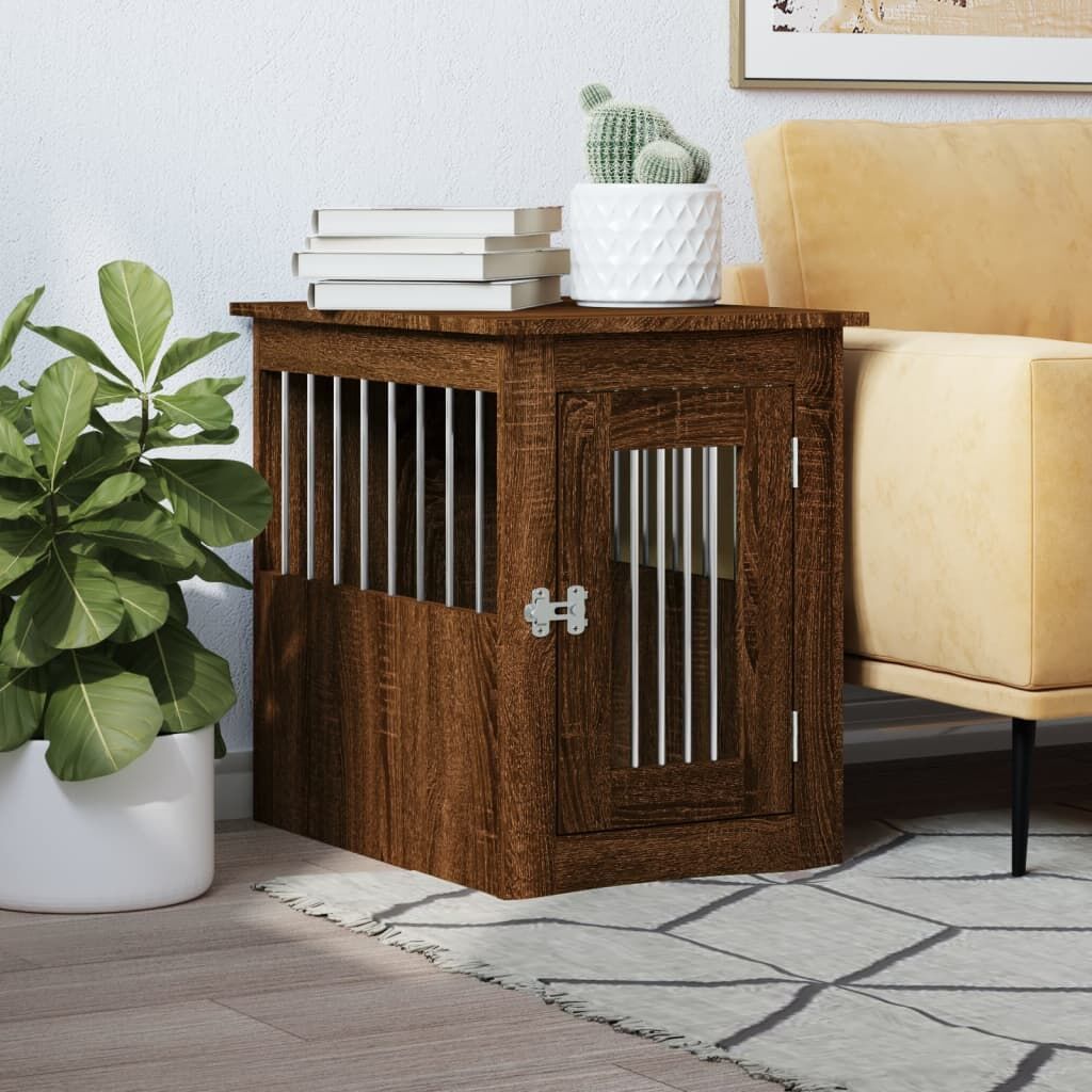 Vidaxl Jaula Para Perros Madera De Ingeniería Roble Marrón 45x62x59 Cm_1