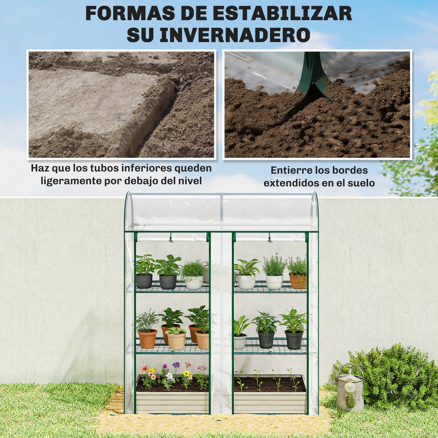 Outsunny Invernadero Pequeño Con 3 Estantes De Acero Y 2 Puertas Enrollables_5