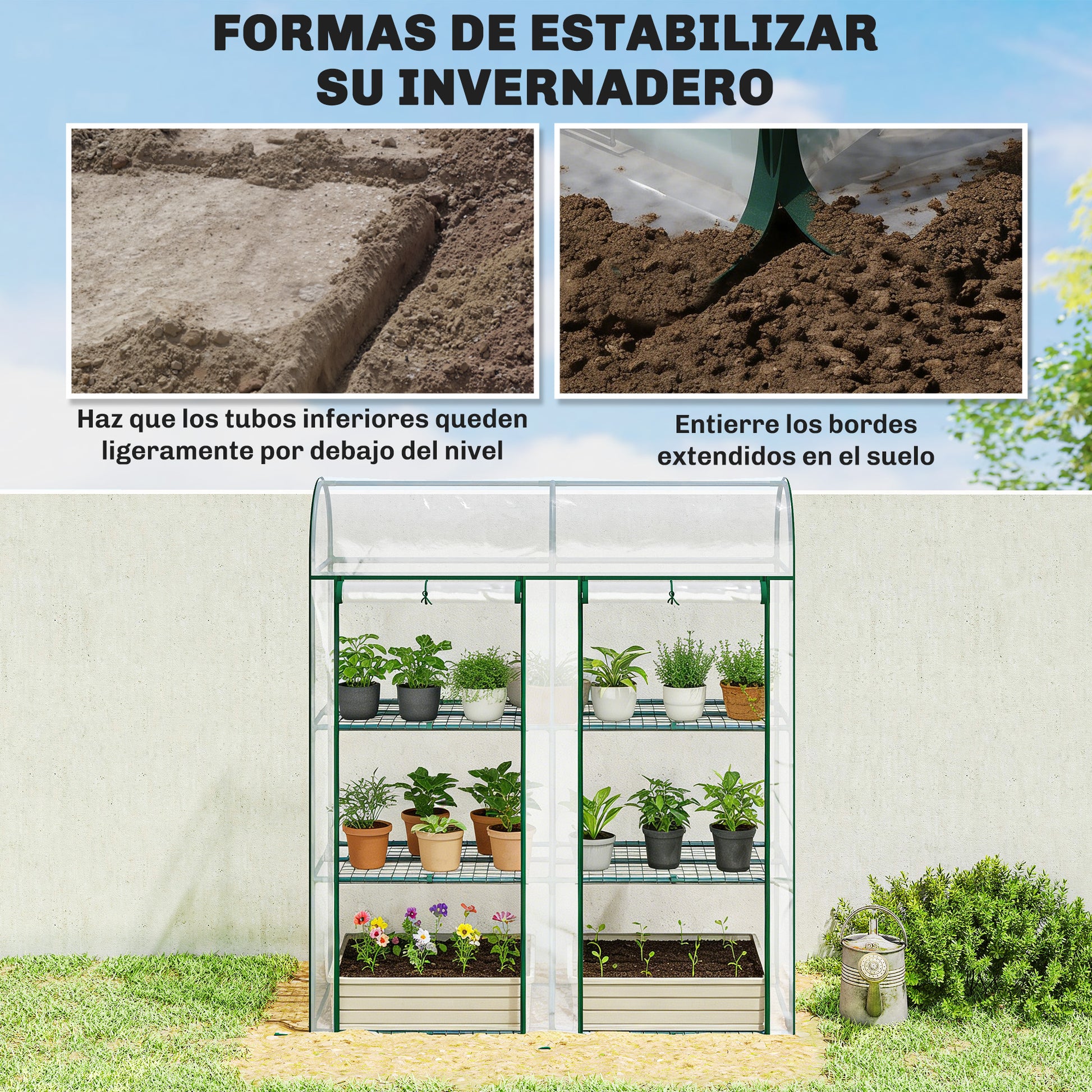 Outsunny Invernadero Pequeño Con 3 Estantes De Acero Y 2 Puertas Enrollables_5