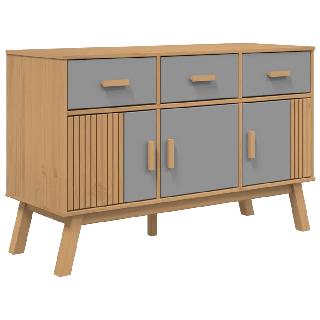 Aparador Olden Madera Maciza Pino Gris Y Marrón 114x43x73,5 Cm / Vetonek_2