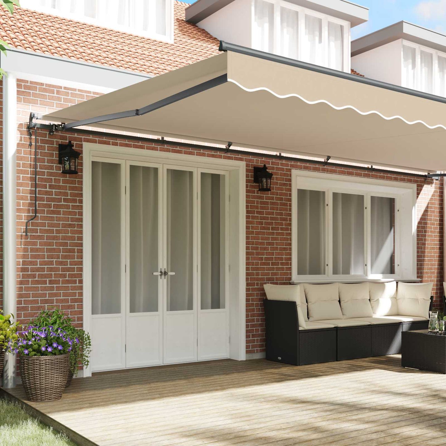 Toldo Retráctil Beige 600 X 300 Cm Tela Y Aluminio_2