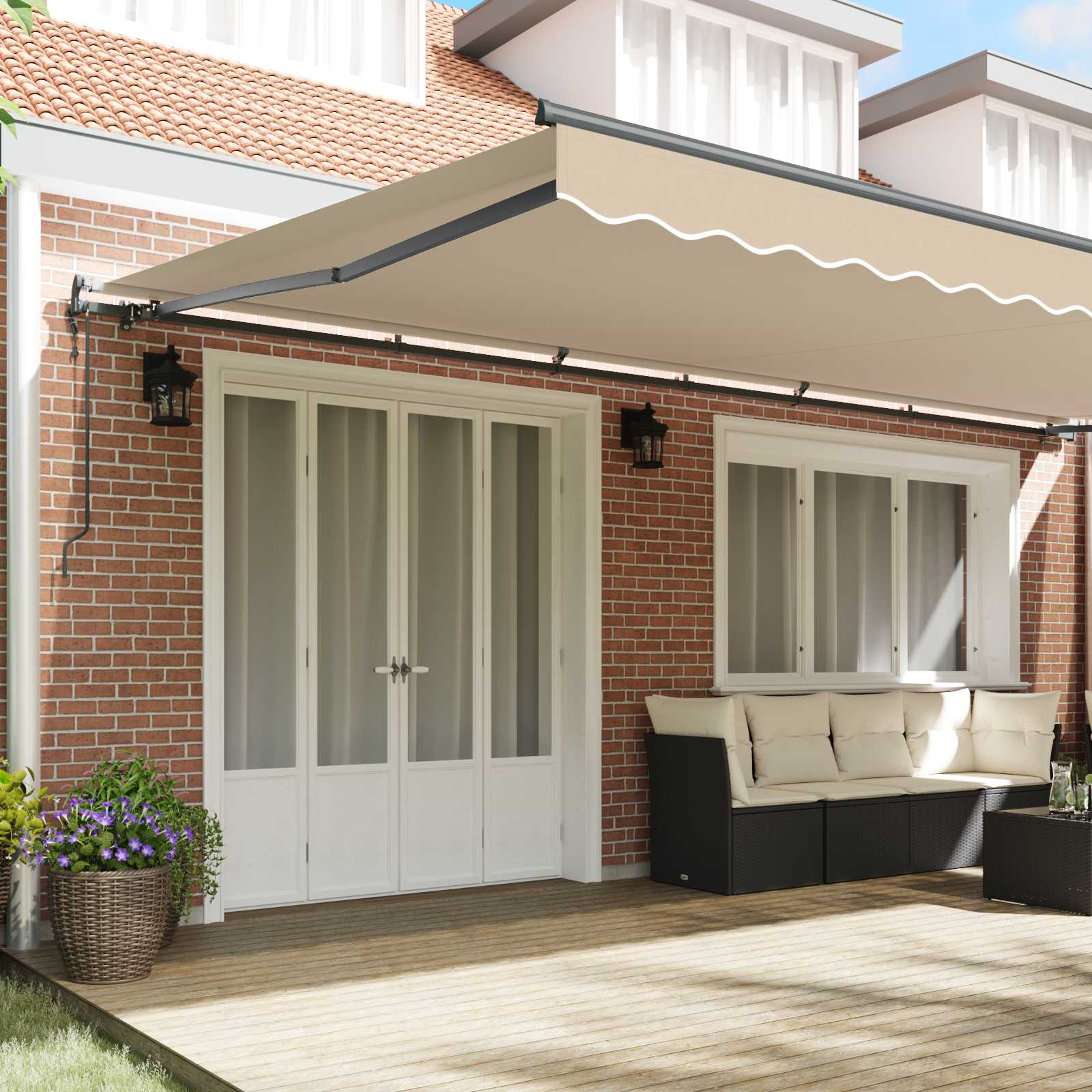 Toldo Retráctil Beige 600 X 300 Cm Tela Y Aluminio_2