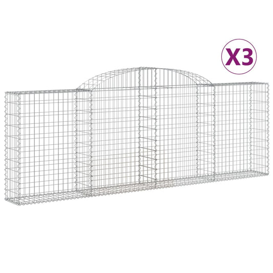 Cestas De Gaviones 3 Uds Forma De Arco Hierro 300x30x100/120 Cm_0