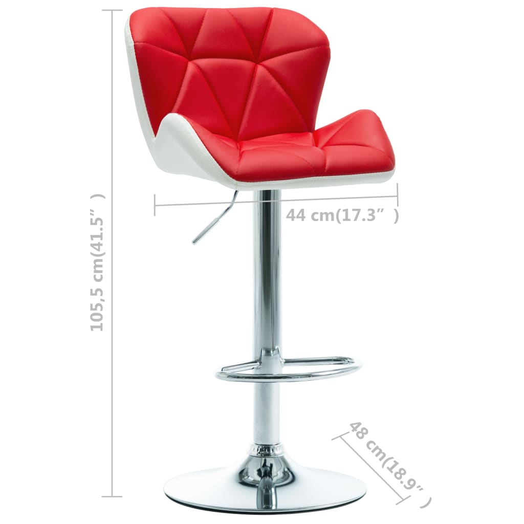 Taburete De Cocina De Cuero Sintético Rojo_5