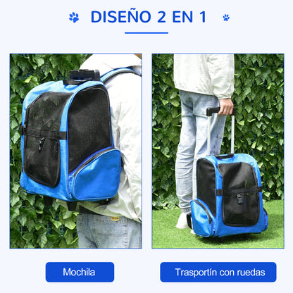 Pawhut Transportín Carrito Para Mascotas Perros 2 En 1 Con 2 Ruedas Asa_3