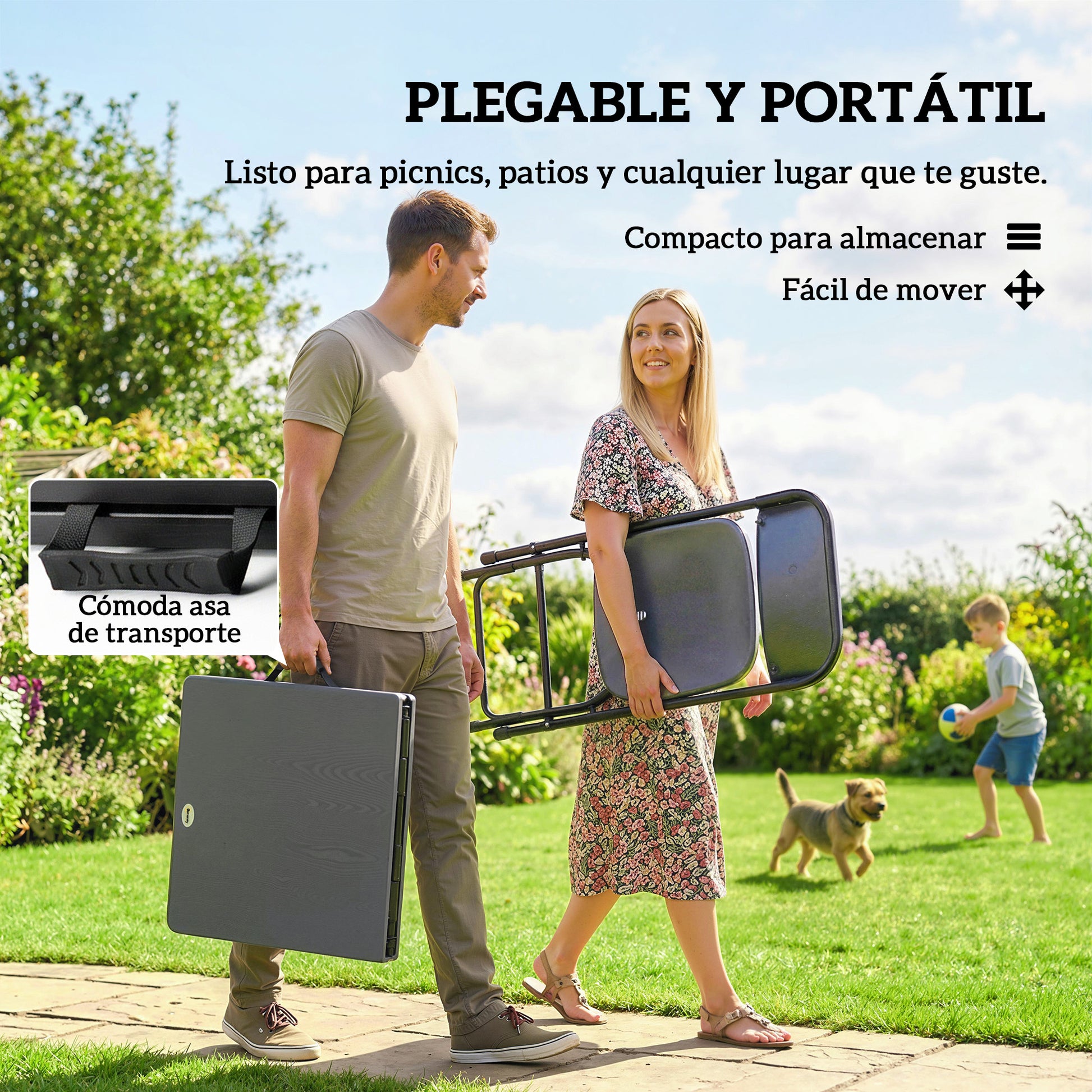 Outsunny Conjunto De Mesa Y Sillas Jardín De 5 Piezas_3
