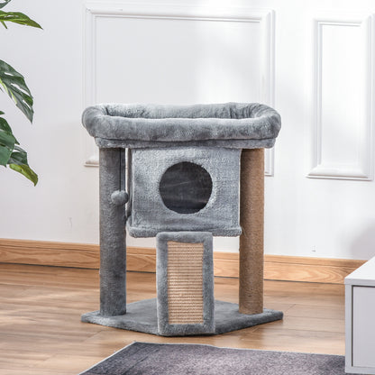 Pawhut Árbol Rascador Para Gatos Pequeños De 57 Cm Con Poste De Yute Rascador_1