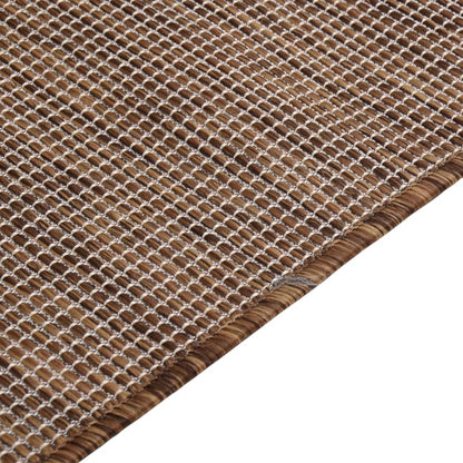 Alfombra De Exterior De Tejido Plano Marrón 100x200 Cm_3