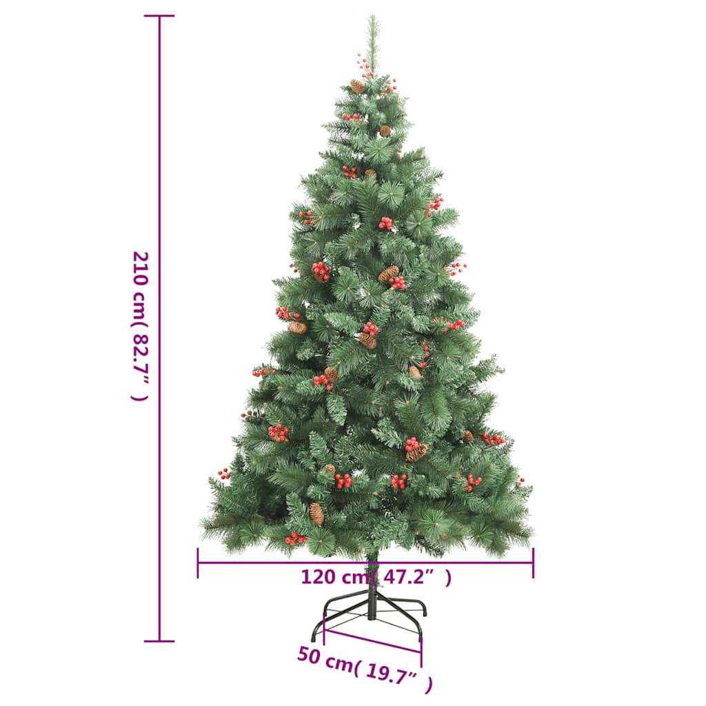 Vidaxl Árbol De Navidad Artificial Con Bisagras 300 Led Y Bolas 210 Cm_2
