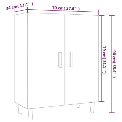Aparador De Madera Contrachapada Blanco Brillante 70x34x90 Cm / Vetonek_1