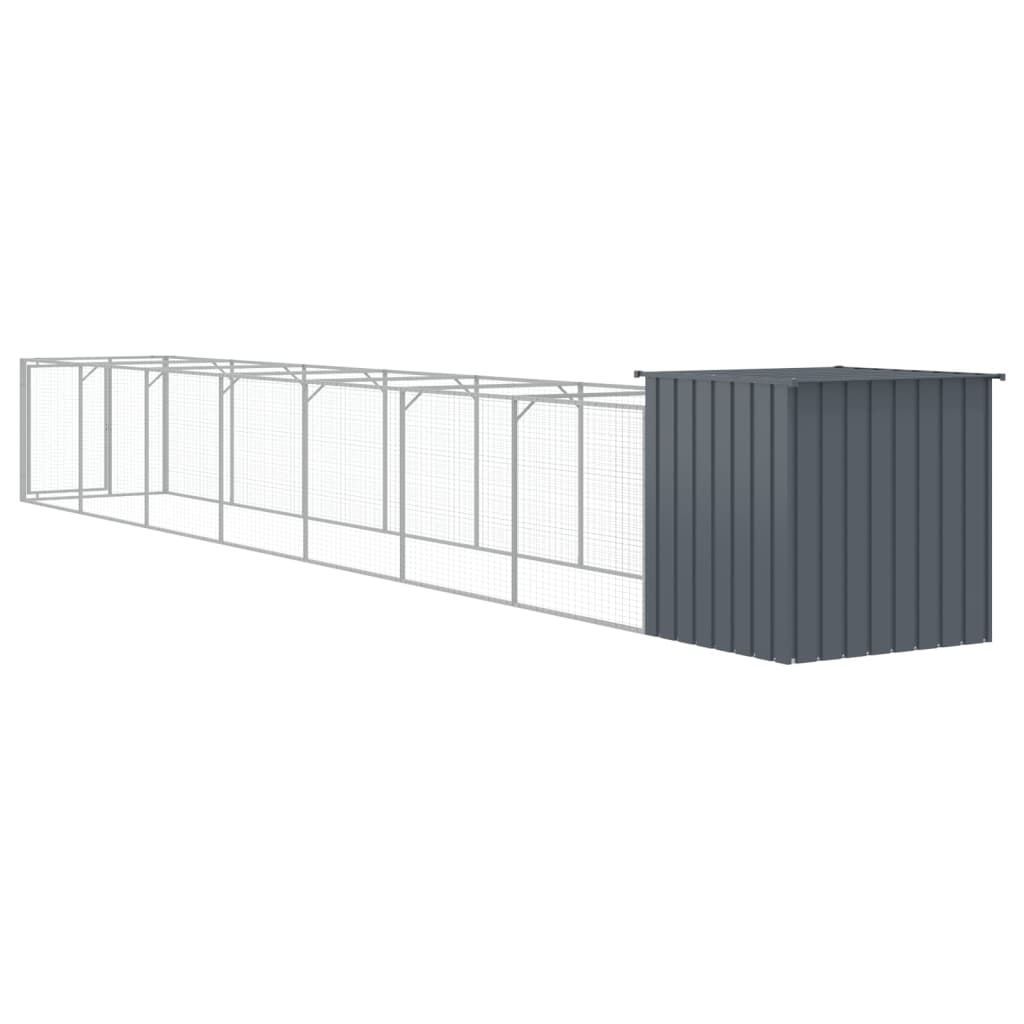 Caseta Perros Con Corral Acero Galvanizado Gris 110x813x110 Cm_4