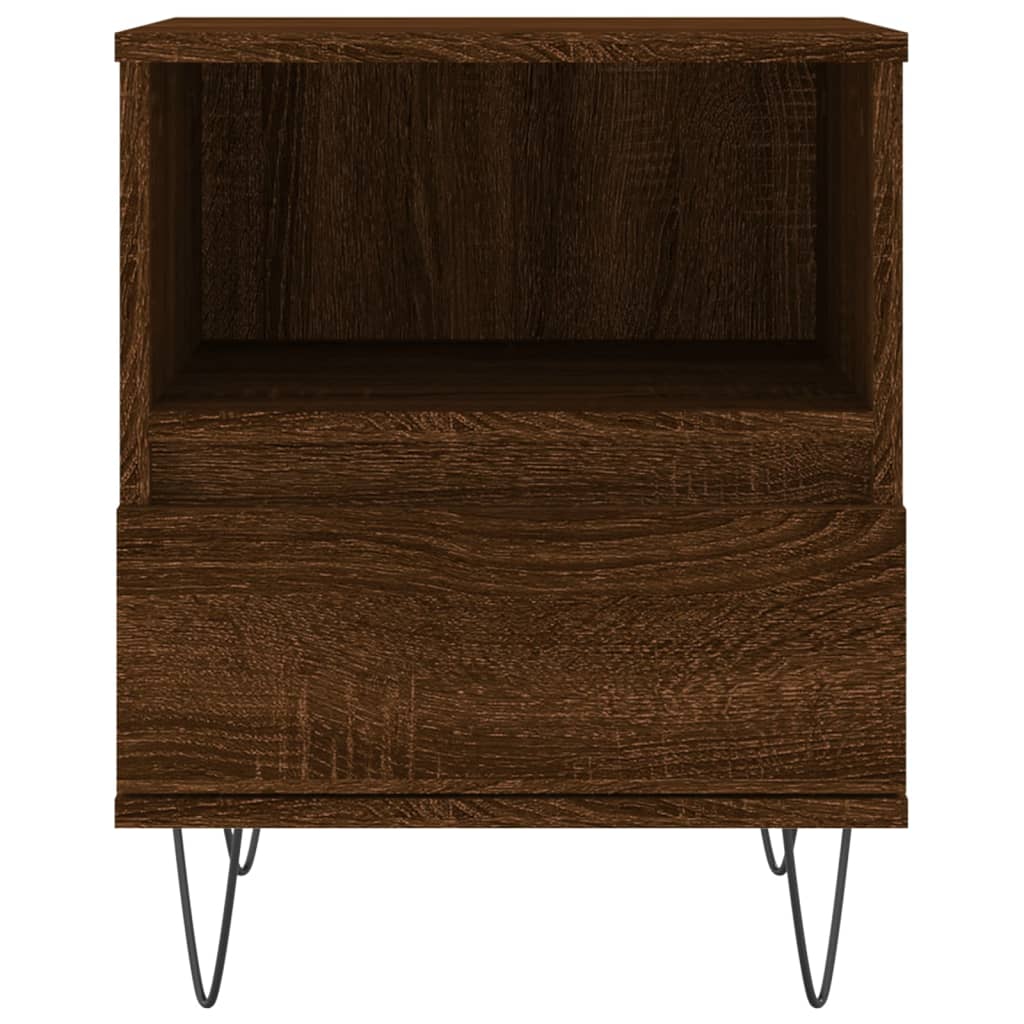 Mesita De Noche Madera De Ingeniería Marrón Roble 40x35x50 Cm_4