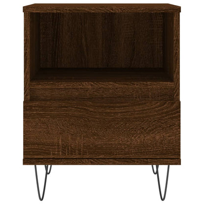 Mesita De Noche Madera De Ingeniería Marrón Roble 40x35x50 Cm_4