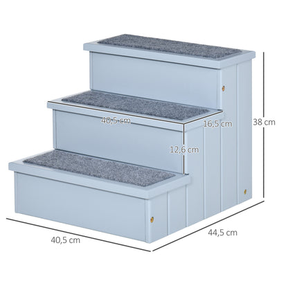 Pawhut Escalera Para Mascotas 3 Peldaños Con Espacio 40,5x44,5x38 Cm Gris_2