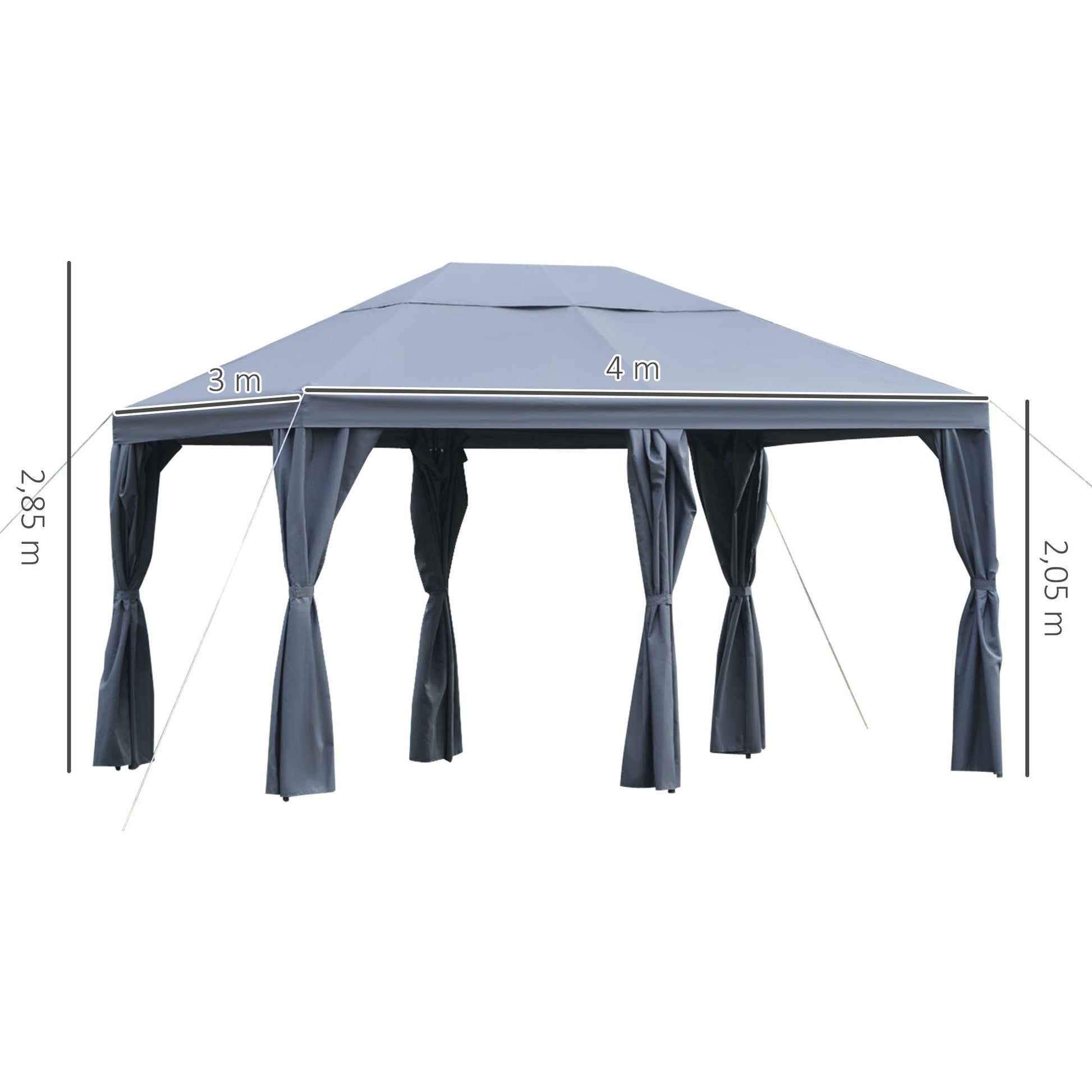 Outsunny Cenador 4x3m Con 6 Cortinas De Cremallera Ventilación_2
