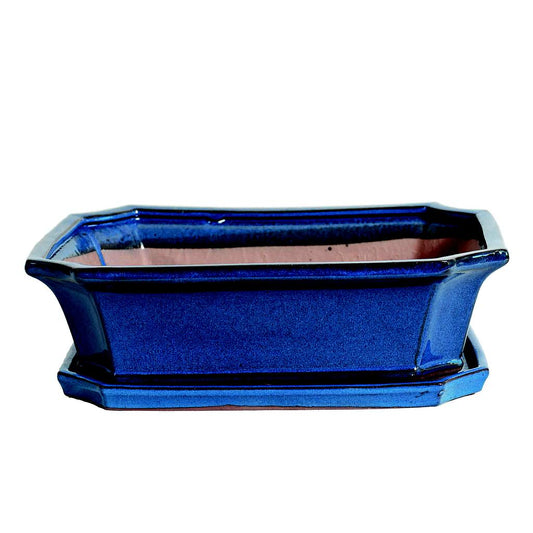 Tiesto Bonsái Rectangular Azul Con Plato 20x15x6cm_0