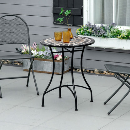 Outsunny Mesa Redonda De Jardín Mosaico Cerámica Patio Terraza Exterior Ø60x71cm_1