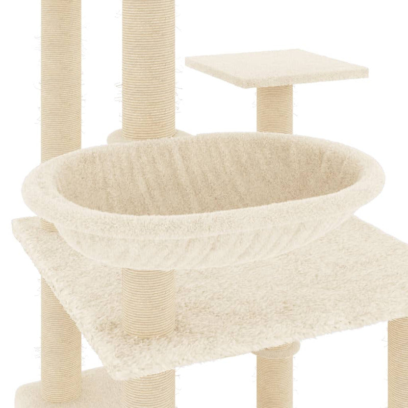 Vidaxl Rascador Para Gatos Con Postes De Sisal Color Crema 141 Cm_5