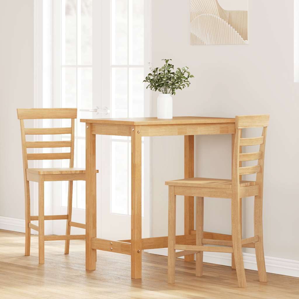 Taburetes De Bar 2 Uds Madera Maciza Natural Caucho_1