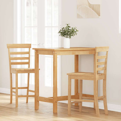 Taburetes De Bar 2 Uds Madera Maciza Natural Caucho_1