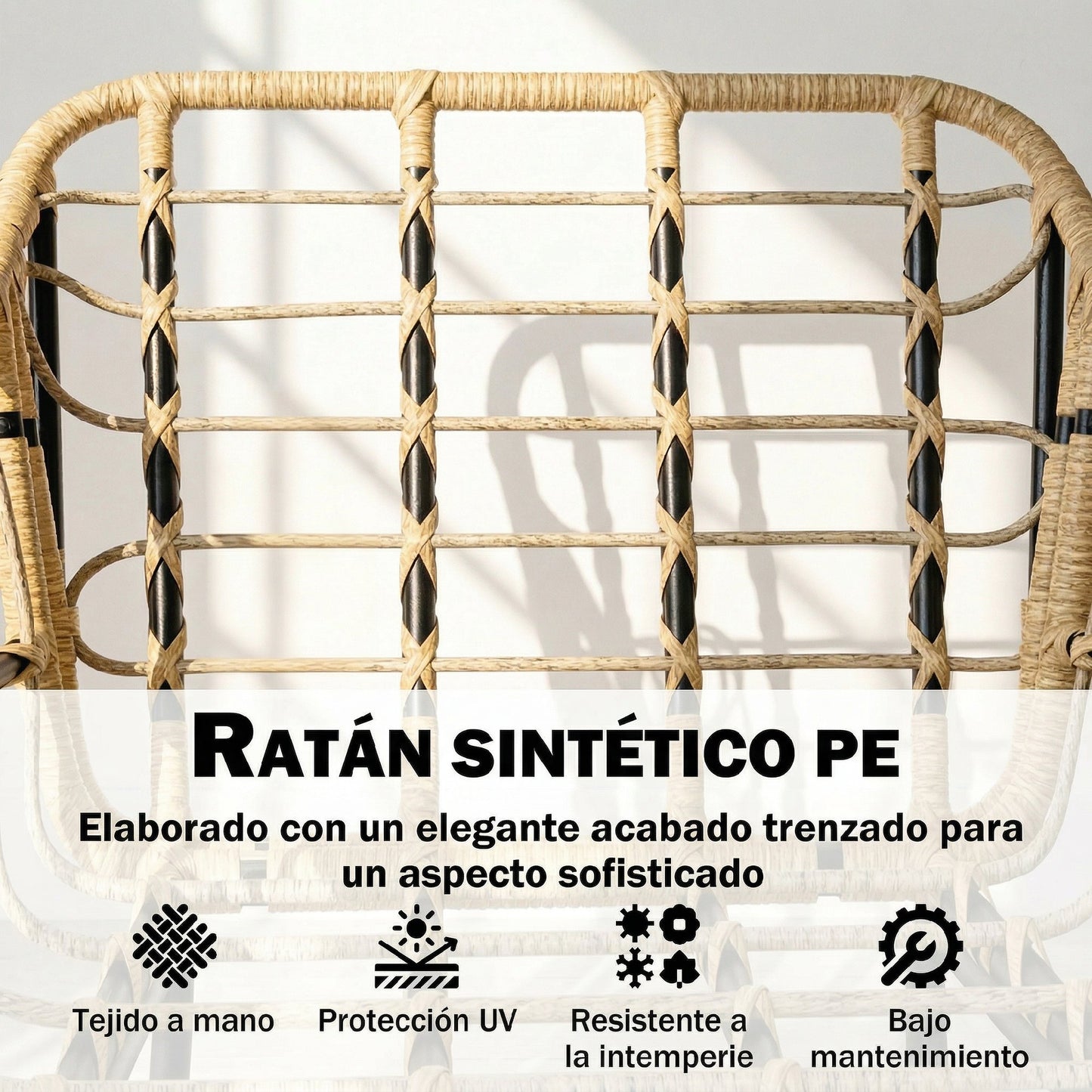 Outsunny Conjunto De Jardín Exterior De 3 Piezas 2 Sillas Con Cojines Mesa Crema_5