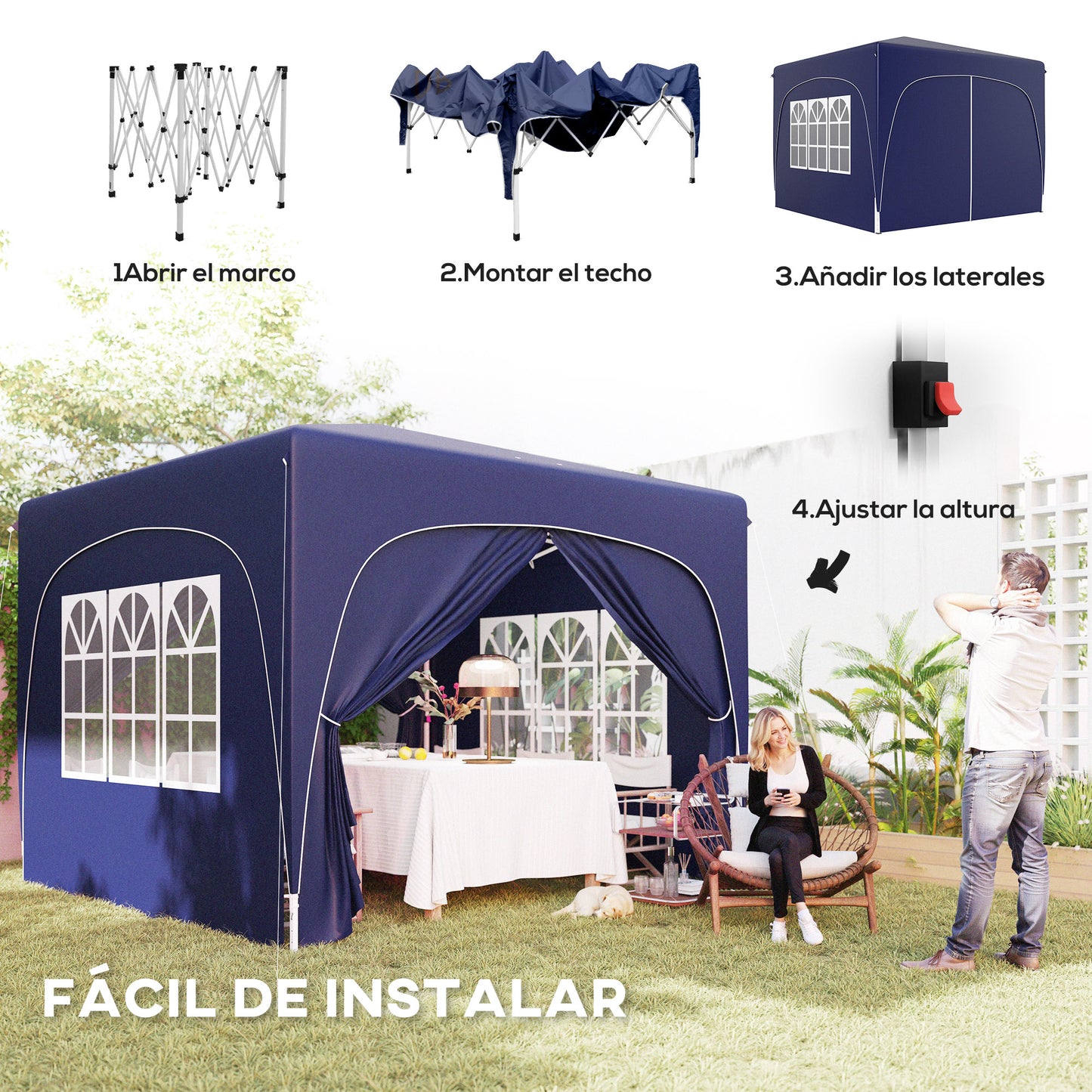 Outsunny Carpa Plegable 3x3 M_3