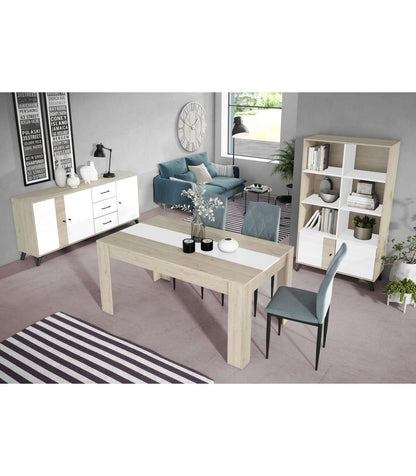 Mesa Comedor Rectangular Extensible Samira Acabado Sahara/blanco Mate, 76cm(alto) 160/220c_5