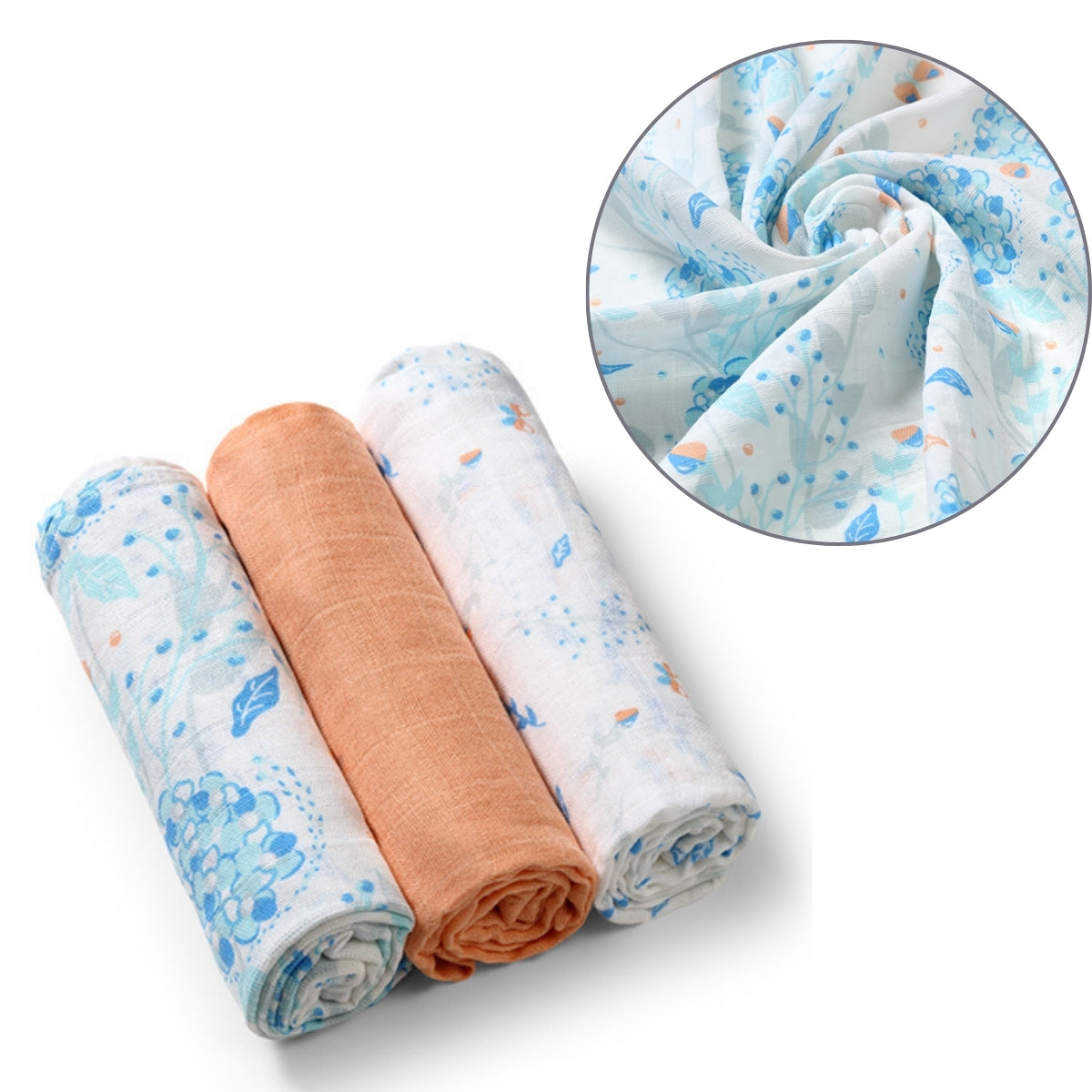 Pack 3 Muselinas Algodón 70x70 Cm Leaves_1